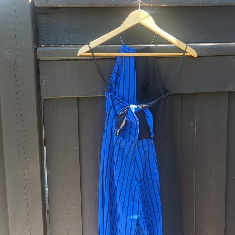 Black and Blue Striped Halter Jumpsuit Dress -  XS BNWOT - Picture 4 of 8